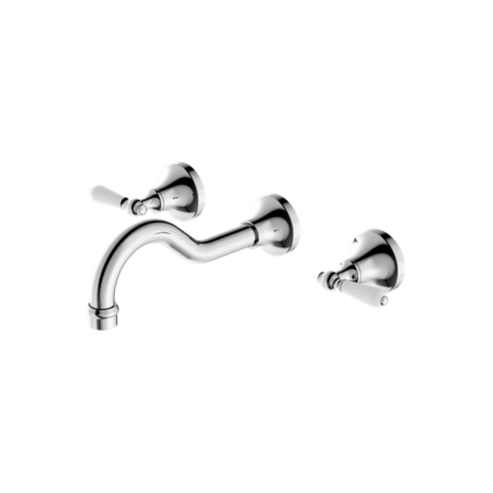 YORK WALL BASIN SET WITH WHITE PORCELAIN LEVER CHROME